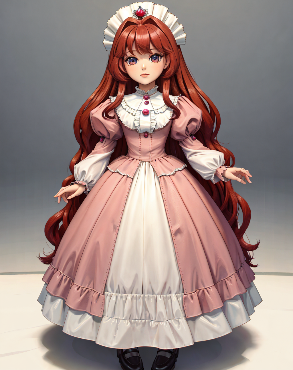 02637-517508123-8K, Masterpiece, highres, absurdres,_edgBisqueDoll, a doll with long hair and a teddy bear ,wearing [edgBisqueDoll_clothing_ball.png